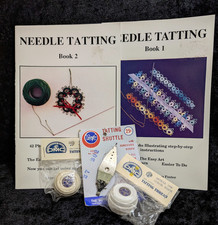 Tatting Lot Needle Tatting Books 1 2 Boye Shuttle DMC Thread