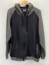 Vtg Y2K South Pole Hoodie Sweatshirt Men  s L Black Grey Thermal Full Zip Waffle