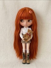 Blythe Doll Custom Tan Skin Matte Face Natural Soft Lips Carrot Red Hair 12''