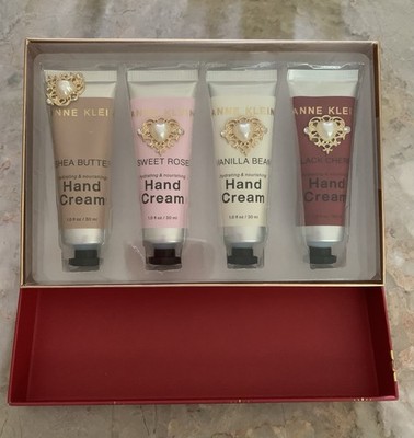NEW Anne Klein 4 pc Hand Cream Gift Set Red Box Shea Butter Rose Vanilla Cherry
