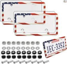 2Pack License Plate Cover and Frames, Clear Front and Rear License Plate Holder