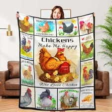Cute Chicken Blanket, Soft Fuzzy Flannel Plush Chicken Gifts Throw Blanket for C