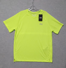 Image of Under Armour Run Men's The Streaker Tee Yellow Fitted T Shirt Size Large UA
