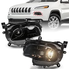 Headlight Assembly HALOGEN MODEL Compatible with Jeep Cherokee 2014-2018