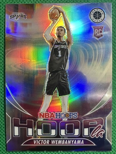 Victor Wembanyama 2023-24 Panini Premium Stock Hoopla #5 Silver Prizm Holo RC