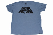 STAR WARS T-Shirt XL Graphic  Classic Logo Luke Leia Vintage Style Tee Blue