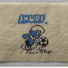 Original Vintage Smurf Soccer Cartoon Mini Iron On Transfer