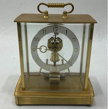 Kieninger & Obergfell (6 Jewel) Electronic Brass Glass Mantel Clock West Germany
