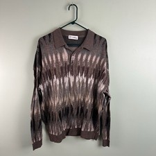 Vintage St. Croix Collared Sweater Men's Sz XL Brown Beige Striped Pullover Art