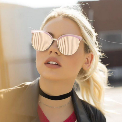 Quay Australia Star Dust Silver Pink Frame Pink Mirror Lens 