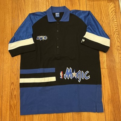 Vintage Pro Player Orlando Magic Mens NBA Button Up Shirt Sz L Black 90s