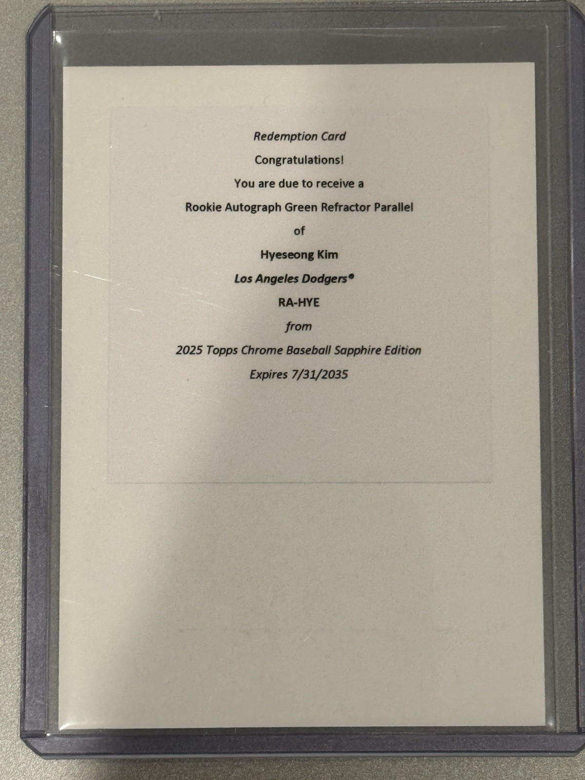 2025 Topps Chrome Sapphire Edition - Hyeseong Kim Green Auto /99 (RC)