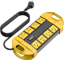 Outdoor Power Strip Weatherproof 8 Plug 6FT Cord Surge Protector Xmas