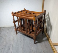 Vintage Canterbury Style Slatted Wood Magazine LP Vinyl Record Rack Spindles H29