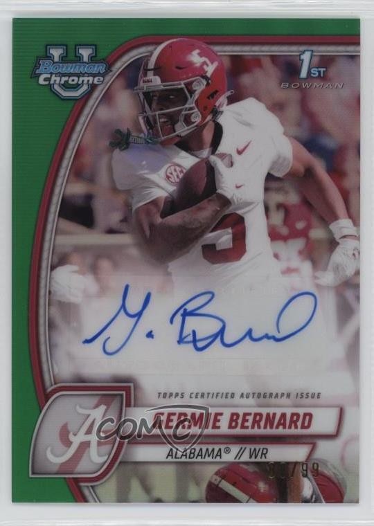 2024 Bowman U Chrome Prospect Green Refractor /99 Germie Bernard Auto 1b2l