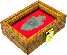 Knife Display Case Pocket Arrowheads Coins Medal 7" x 5" Oak Wood USA Shadow Box