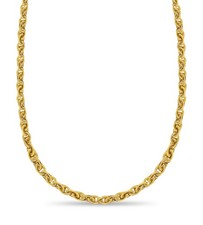 18k Solid Yellow Gold Handmade 8mm Tiger Eye Link Necklace, 30