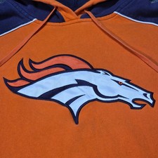 VTG Denver Broncos NFL Orange Blue Reebok Hoodie Sweatshirt Mens Size XL EUC