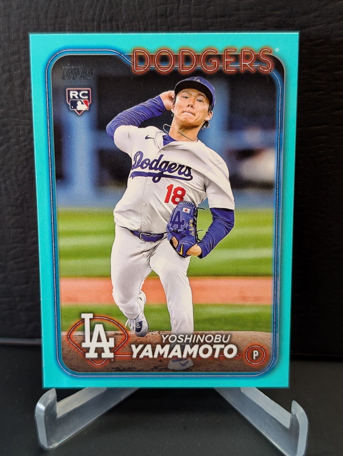 2024 Topps Series 2 # 553 Yoshinobu Yamamoto Aqua Fanatics Parallel RC. Dodgers.