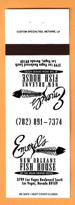 Emeril's New Orleans Fish House Matchbook Cover Las Vegas 20 Strike icsmc5