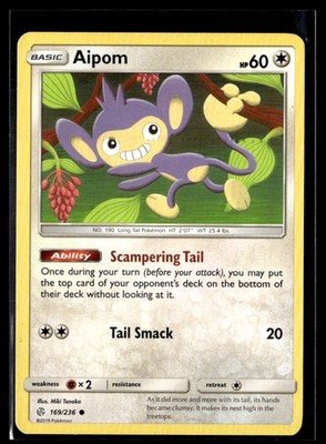 2019 Sun & Moon - Cosmic Eclipse 2 Aipom Basic/Common #169
