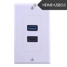 USB HDMI Outlet Wall Plate - USB 3.0 Charger & HDMI Port Receptacle Face Cover