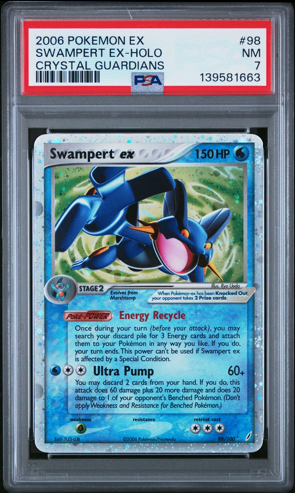 2006 POKEMON EX CRYSTAL GUARDIANS #98 SWAMPERT EX-HOLO PSA 7