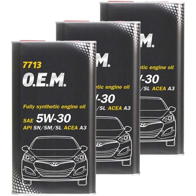 3x MANNOL 4 Liter 7713 O.E.M. 5W-30 Motoröl API SN ACEA A3 ILSAC GF-5/GF-4/GF-3