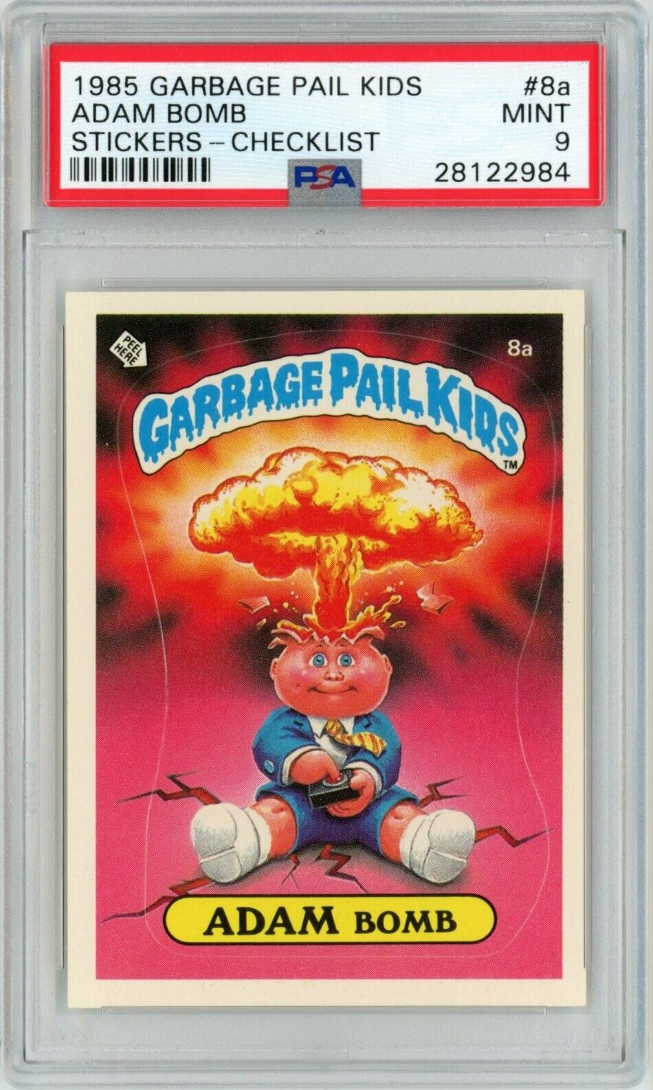 1985 Topps Garbage Pail Kids Series 1 OS1 ADAM BOMB 8a CHECKLIST PSA 9 MINT Card