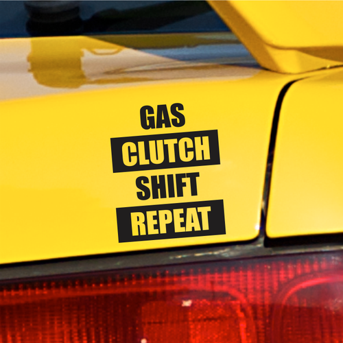 Gas Clutch Shift Repeat Vinyl Decal 4"X5" Car Bumper Sticker Manual Transmission - Picture 2 of 4