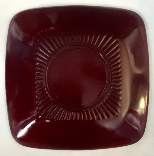 Vintage Anchor Hocking Charm Ruby Red Depression Glass Square Cup & Saucer 1950s - Picture 8 of 11