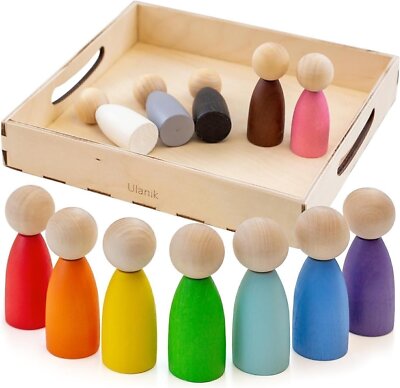 Ulanik Large Peg Dolls for Sorting Toddlers Montessori Toys for 3+