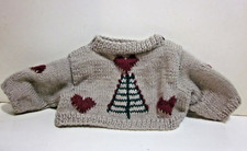 Vintage Boyd's Bears Sweater Hearts Christmas Tree Tan Button Retired No Tag