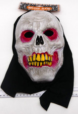 Plastic Halloween Skull Mask Ghoul Monster Costume Hooded Scary Spooky Hood