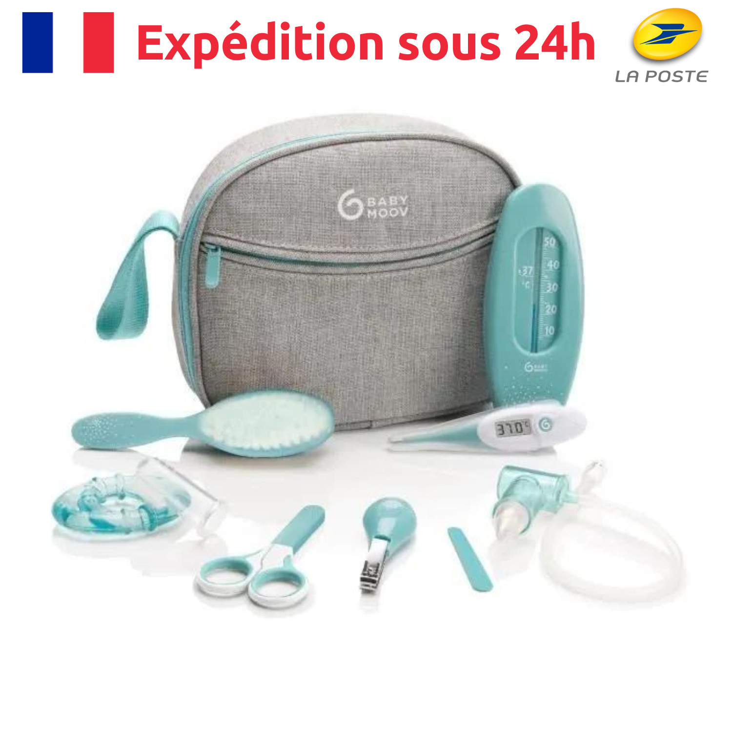Trousse de soin portable pour bebe cadeau de naissance utile de 9 accessoires neutres