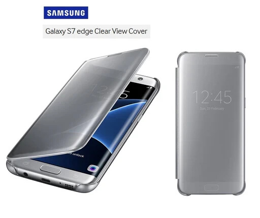 Official Genuine Samsung Galaxy S7 Edge Clear View Cover Silver EF
