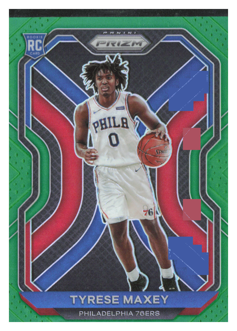 2020 Panini Prizm Tyrese Maxey Green Prizm Rookie RC #256 Philadelphia 76ers