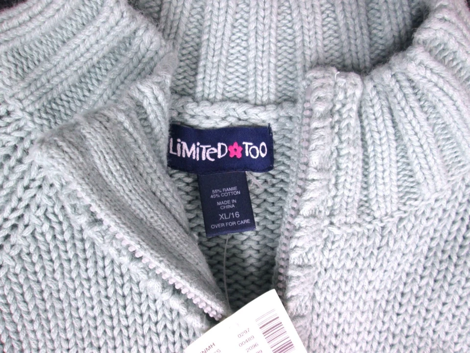 Cárdigan de Colección Y2K Limited Too Girls XL 16 Azul Marrón Cremallera Suéter Pom Nuevo de Lote Antiguo Foto 3 de 4