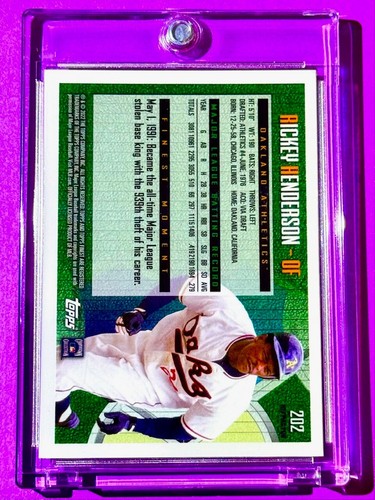 Rickey Henderson RARE SILVER REFRACTOR TOPPS FINEST FLASHBACKS SP INSERT - MINT! - Picture 5 of 5