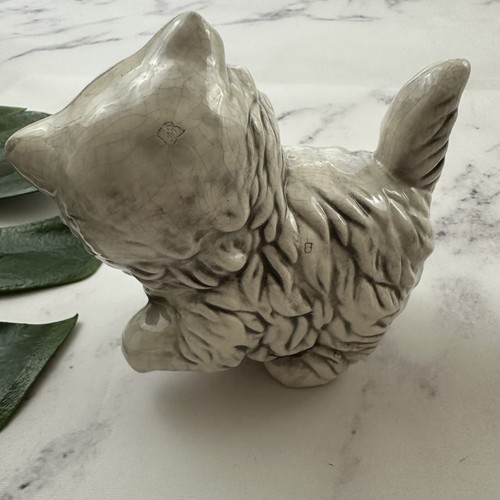 Vintage Ceramic Kitten Figurine Trio White Gray Set of 3 Cats Fluffy Cute - Picture 6 of 9