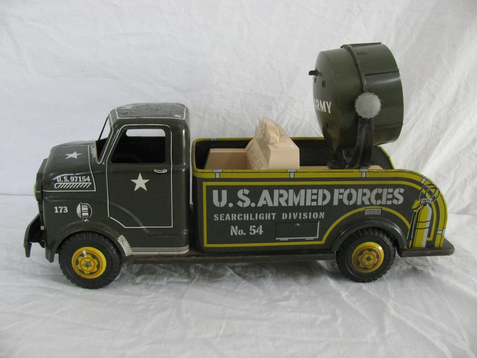 Camión reflector vintage de acero prensado Marx de las Fuerzas Armadas del Ejército de los Estados Unidos #54 ¡Leer! Foto 2 de 4