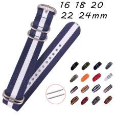 Nylon Watch Band Strap 16mm 18mm 20mm 24 22mm Steel Clasp Fabric Sports Bracelet