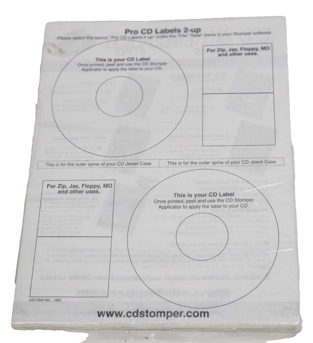 CD Stomper Pro CD Blank Labels Set DVD Blue-ray Zip Floppy Jaz Mo