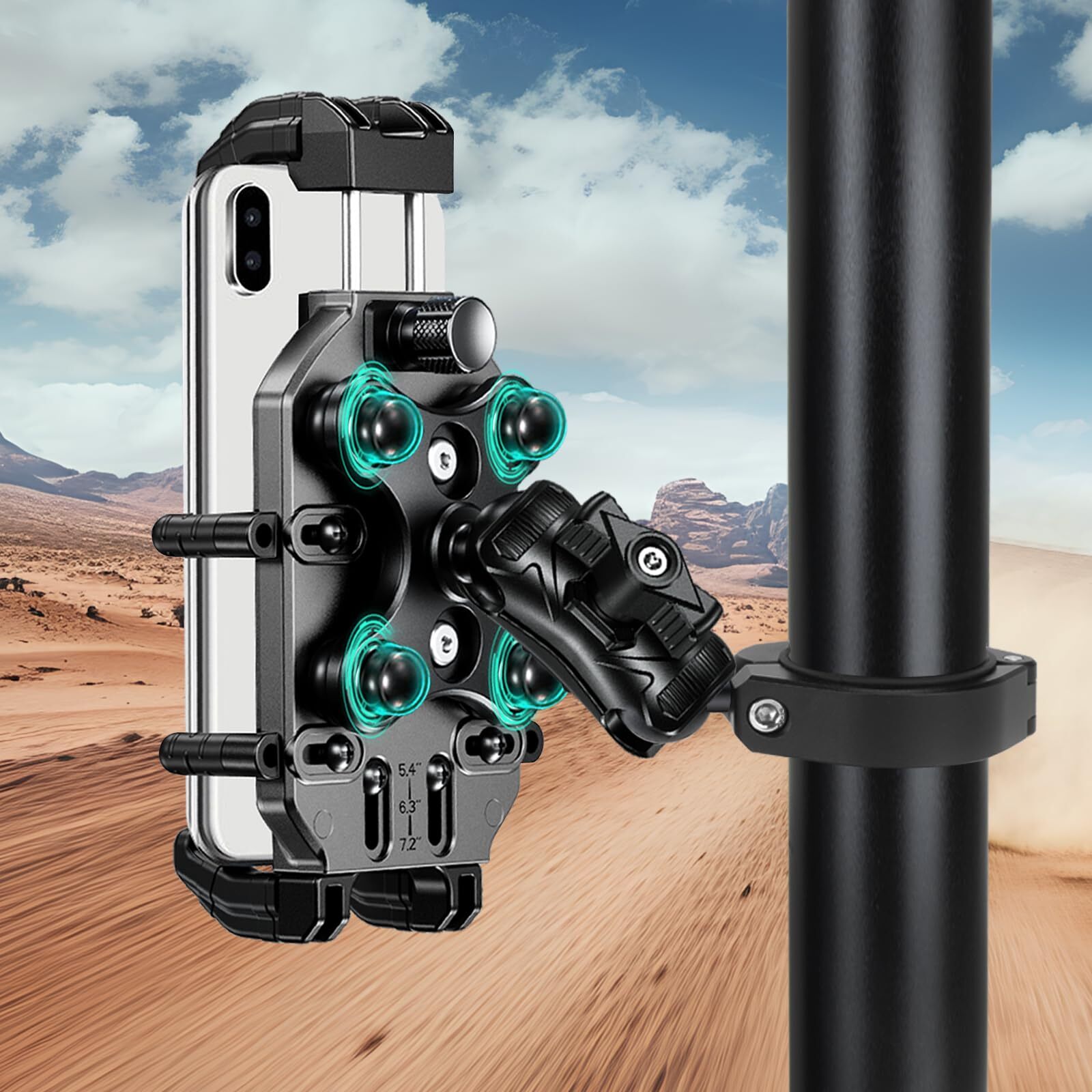 UTV/ATV/SXS Phone Holder, Handlebar Phone Mount, 360°Adjustable & Anti-Vibrat...