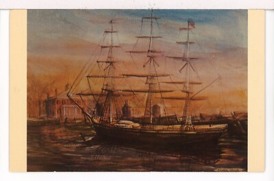 The Clipper Ship FLYING CLOUD, a 3/4 Replica on Display, Salem MA 1970s Postcard