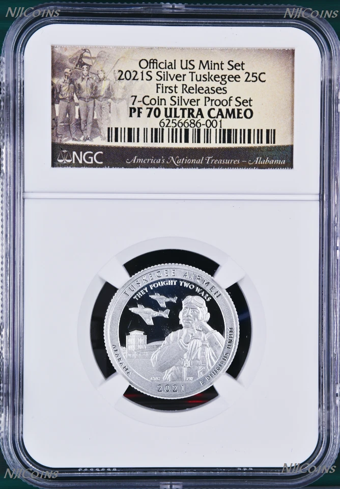 2021 US Mint 7-Coin Silver Proof SET Dime Cent Nickel Quarter $1 50c NGC PF70 FR - Image 3 of 4