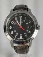 TIMEX UNISEX INDIGLO 40mm Water Resistan 30M INDIGLO Leather Band Black Dial