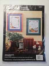 BUCILLA Stamped Cross Stitch Kit Grace Sampler Pair 64387 1995 8x10 New