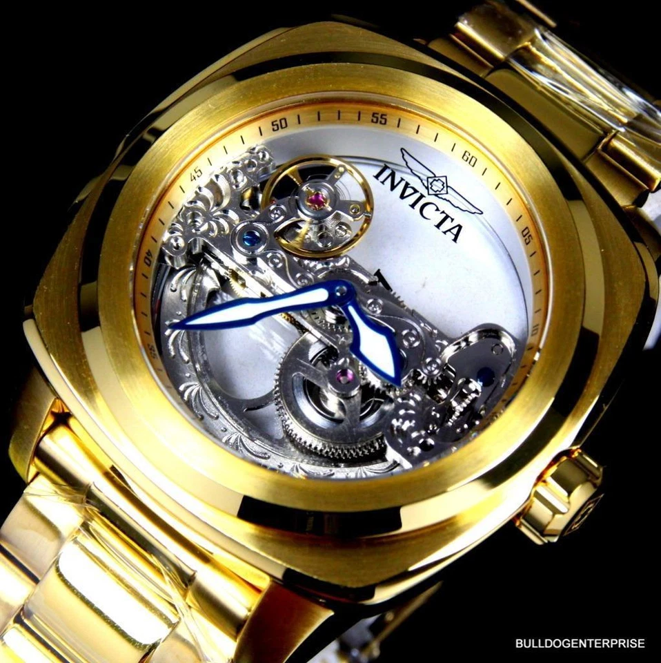 Reloj Para Hombres Invicta Aviator Ghost Bridge Mecánico Esqueleto Chapado en Oro 48mm Nuevo Foto 3 de 4