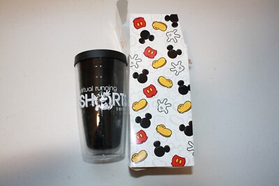Run Disney Tumbler Cup 16 oz Virtual Running Shorts ChEar Squad Black Mug FS